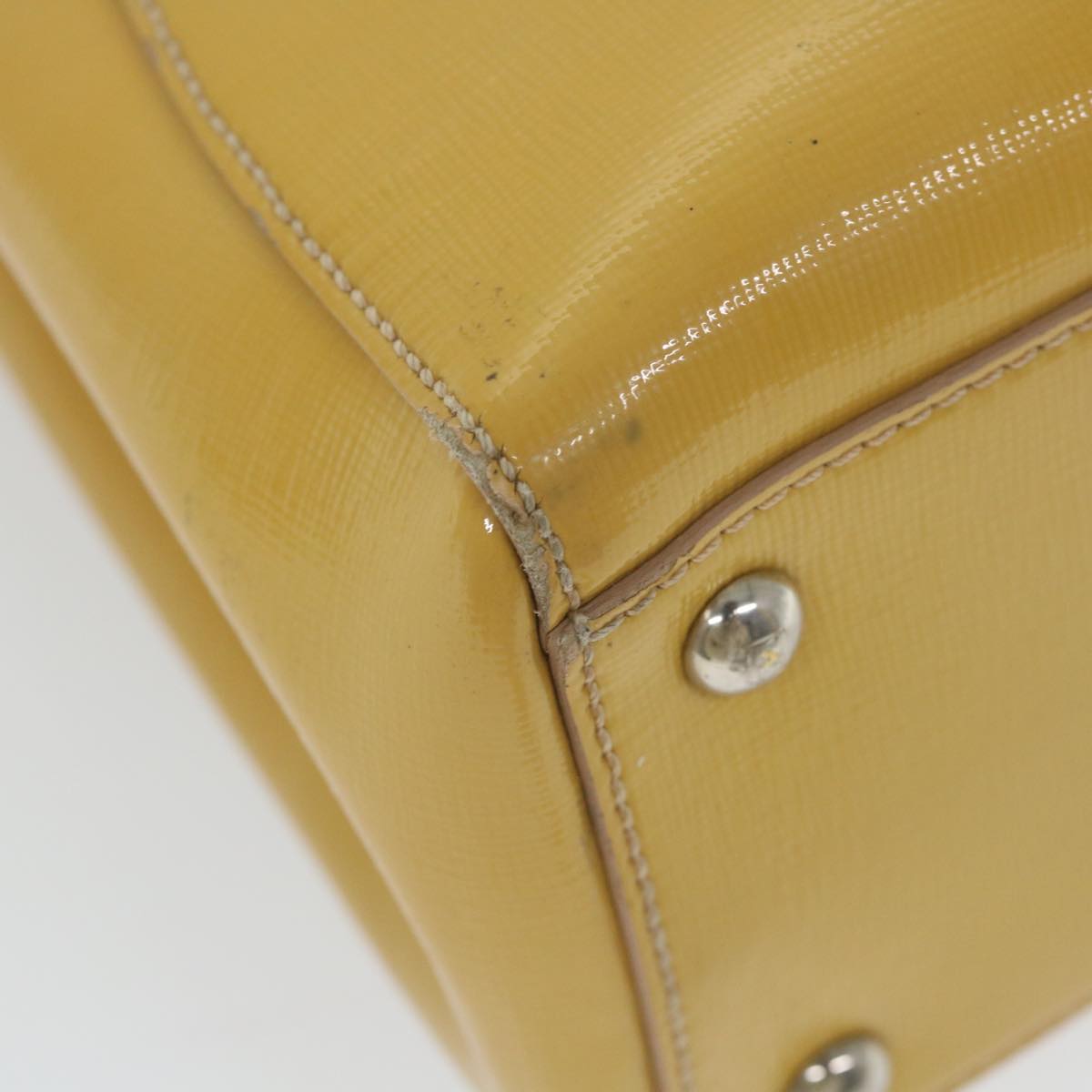 FENDI Hand Bag Patent leather 2way Yellow ar10596B