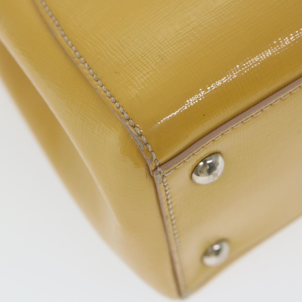 FENDI Hand Bag Patent leather 2way Yellow ar10596B