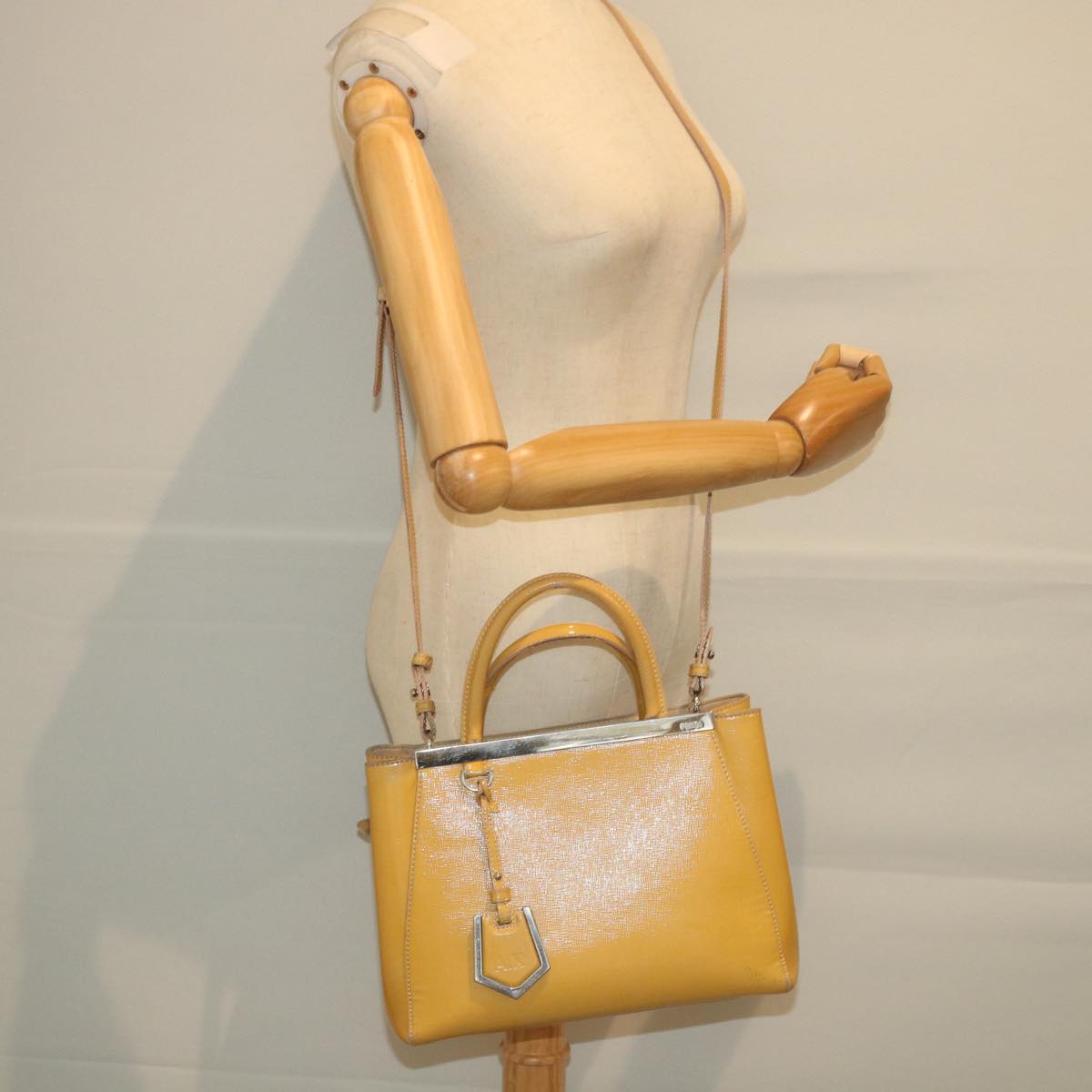FENDI Hand Bag Patent leather 2way Yellow ar10596B
