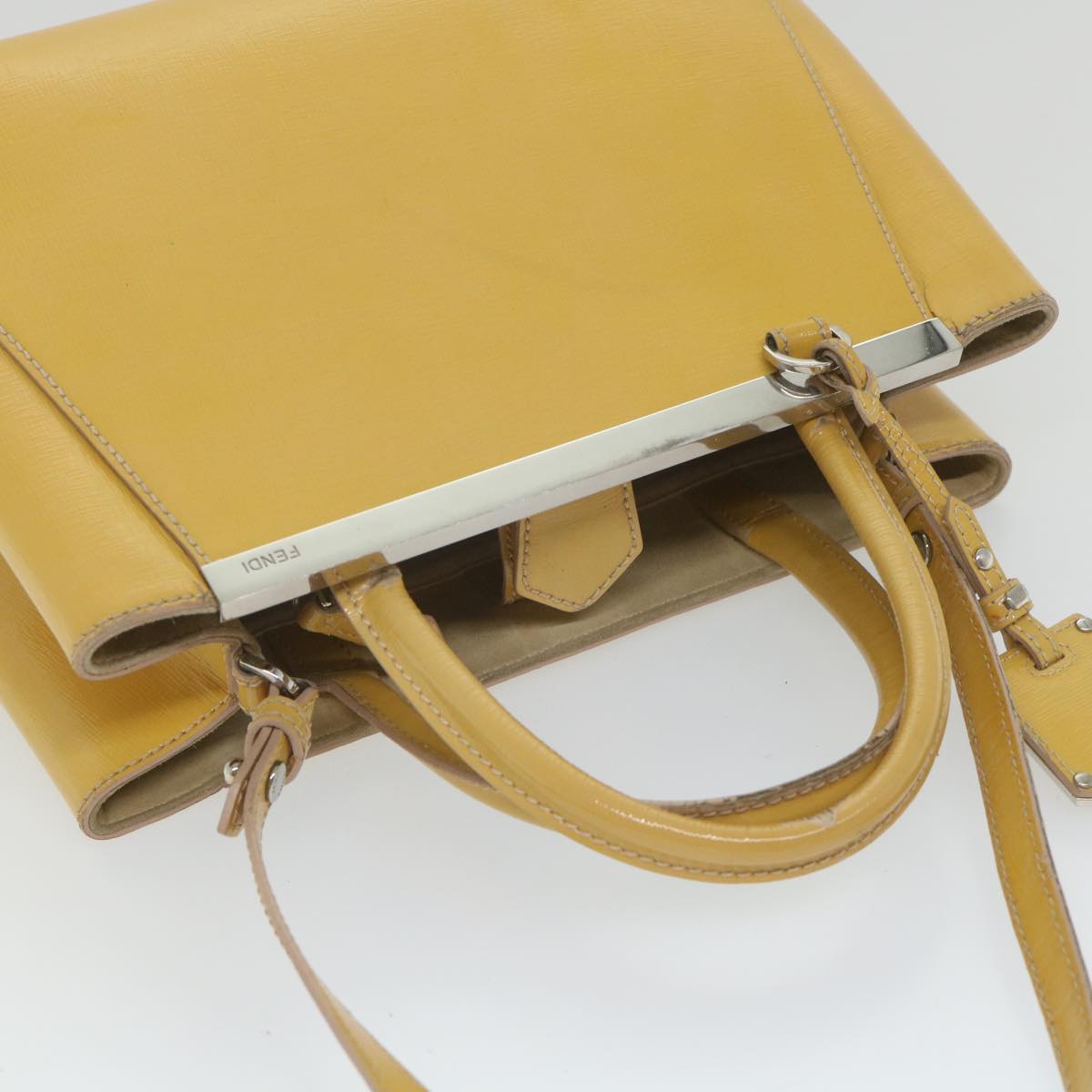 FENDI Hand Bag Patent leather 2way Yellow ar10596B