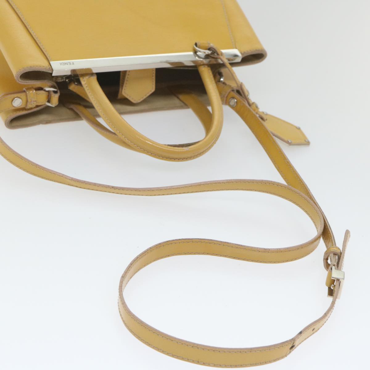 FENDI Hand Bag Patent leather 2way Yellow ar10596B