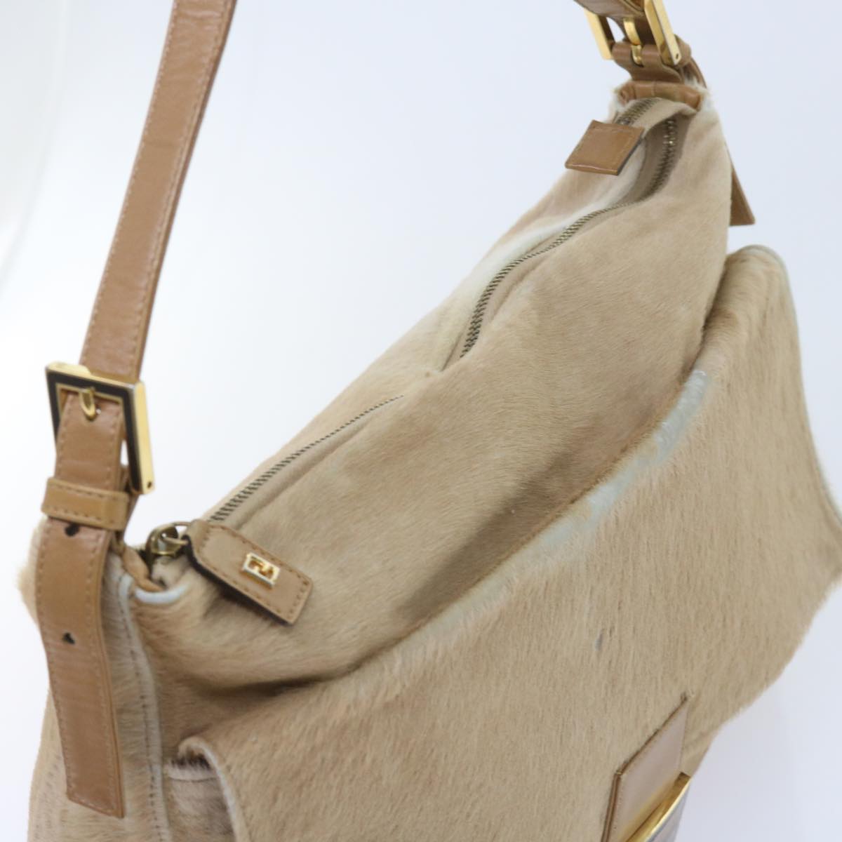 FENDI Mamma Baguette Shoulder Bag Harako leather Beige ar10608B