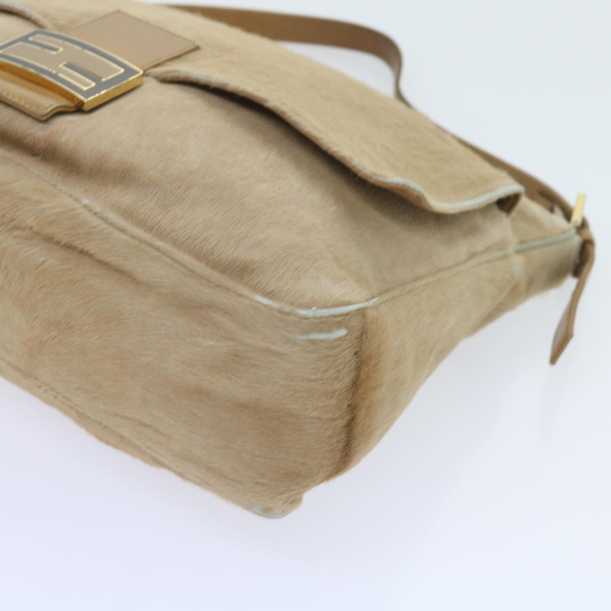 FENDI Mamma Baguette Shoulder Bag Harako leather Beige ar10608B