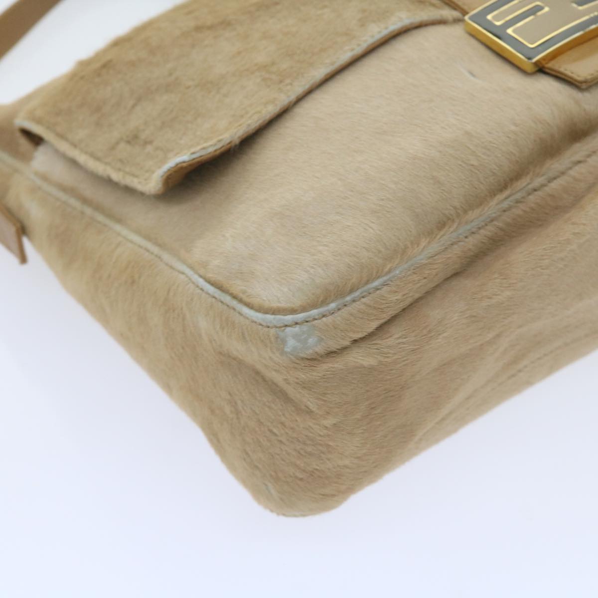 FENDI Mamma Baguette Shoulder Bag Harako leather Beige ar10608B