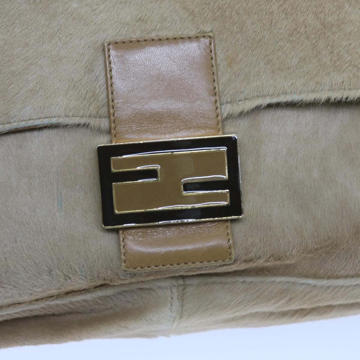 FENDI Mamma Baguette Shoulder Bag Harako leather Beige ar10608B