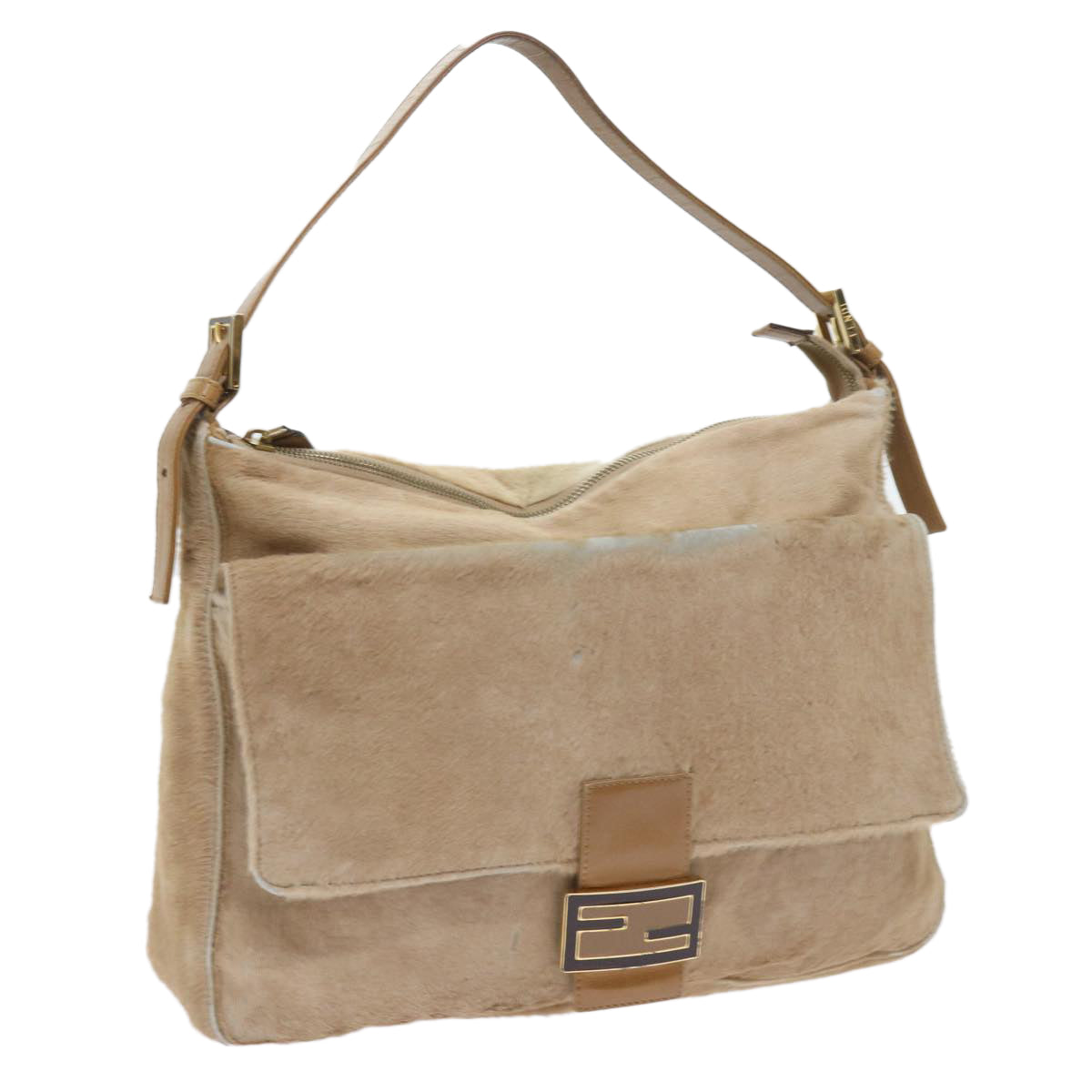 FENDI Mamma Baguette Shoulder Bag Harako leather Beige ar10608B
