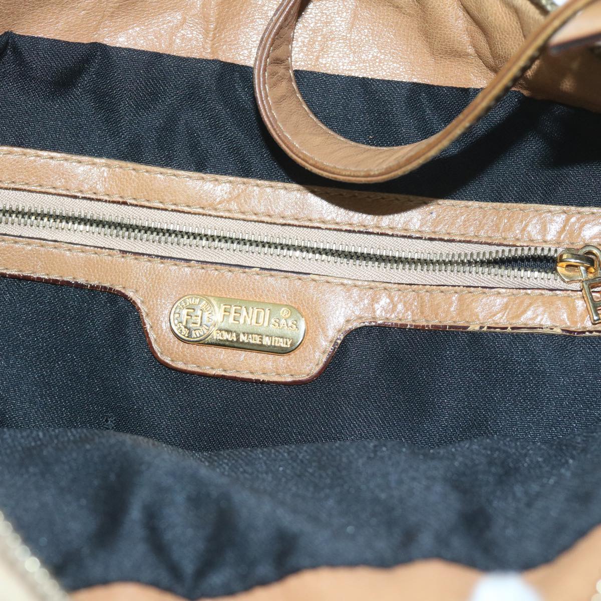 FENDI Mamma Baguette Shoulder Bag Harako leather Beige ar10608B