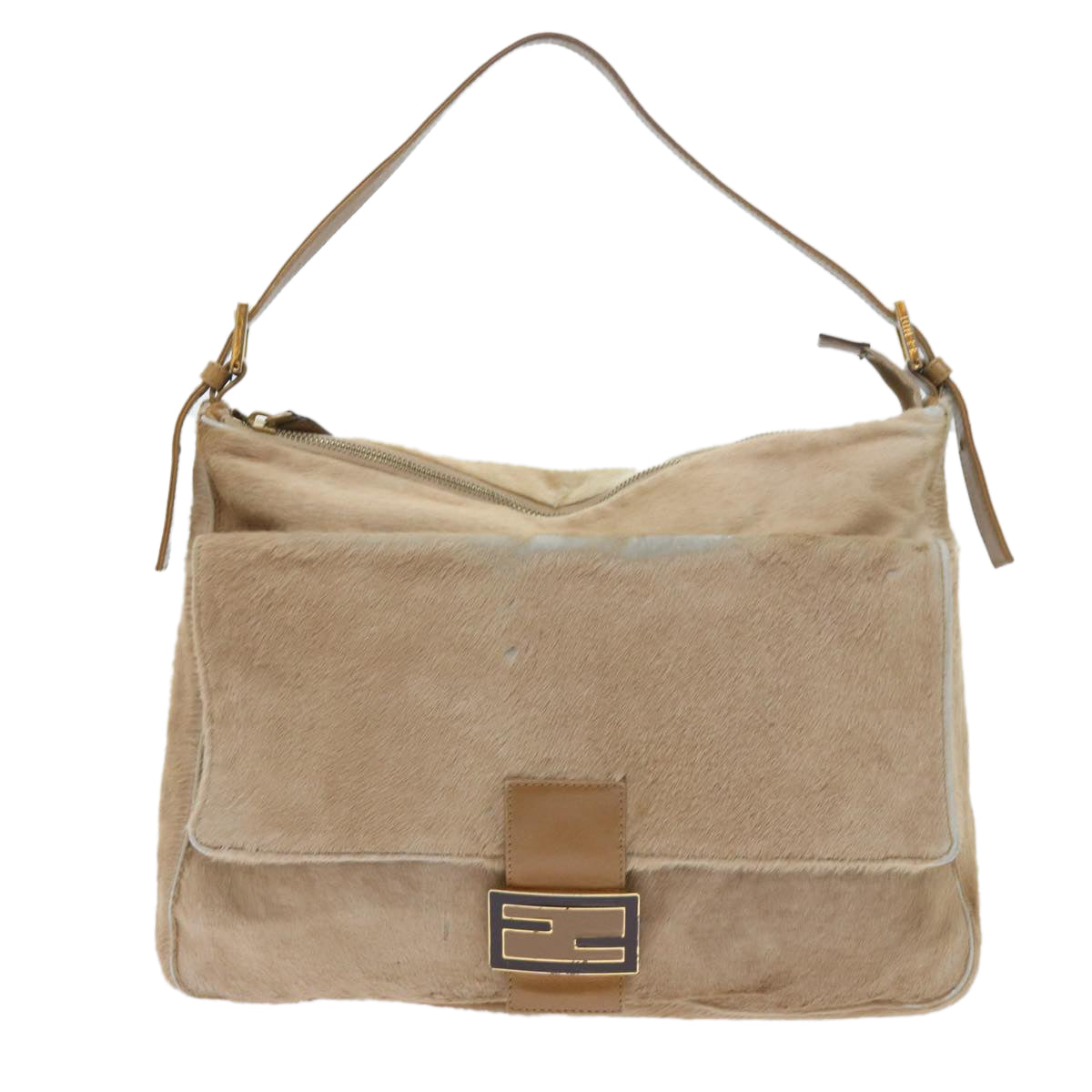 FENDI Mamma Baguette Shoulder Bag Harako leather Beige ar10608B