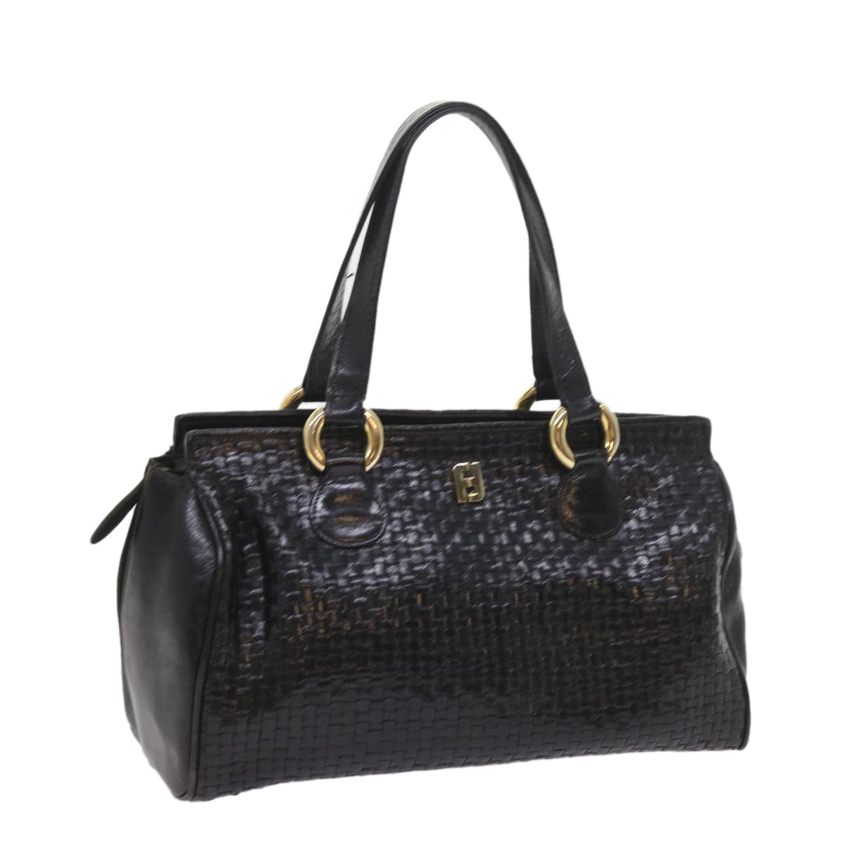 FENDI Hand Bag Leather Black ar10655