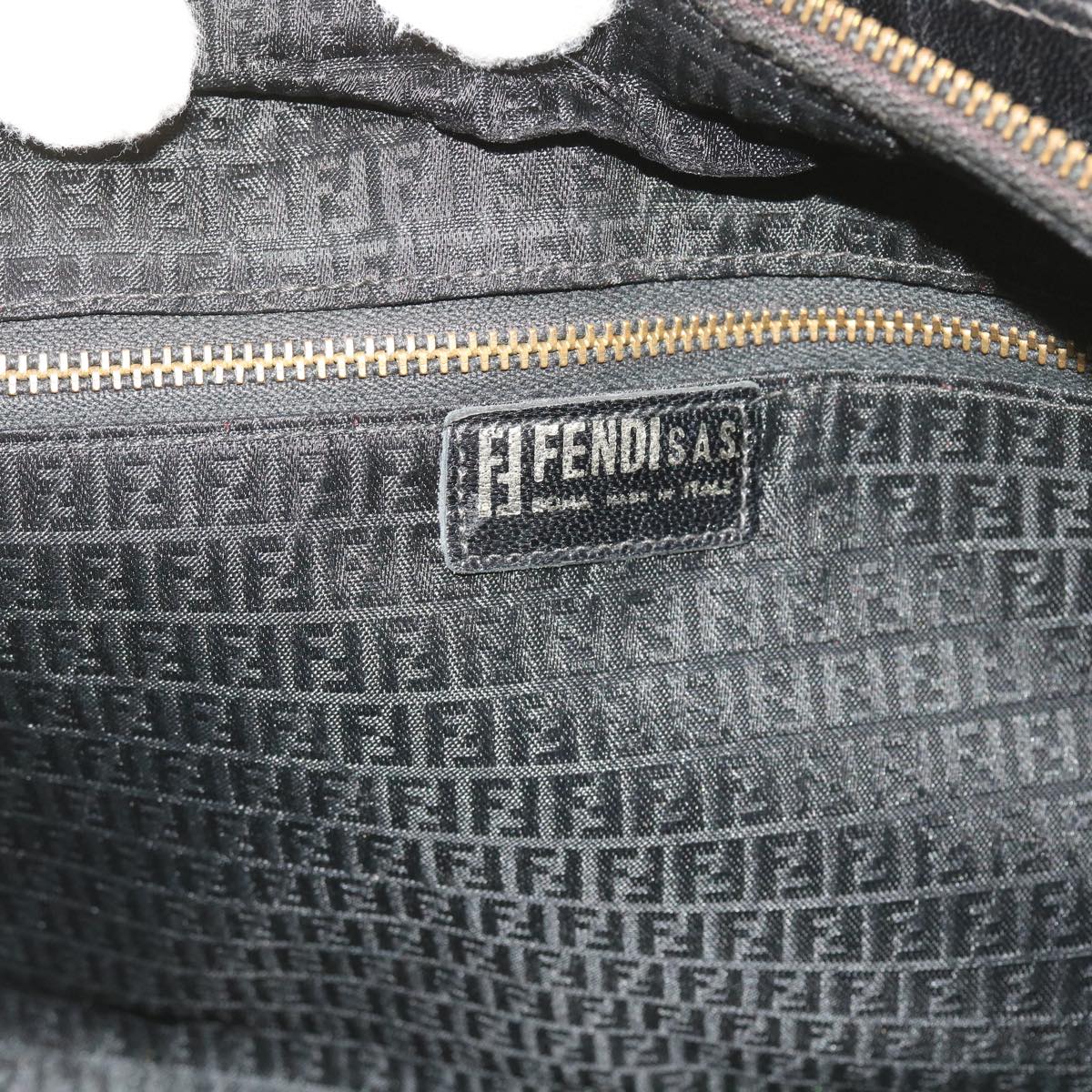 FENDI Hand Bag Leather Black ar10655