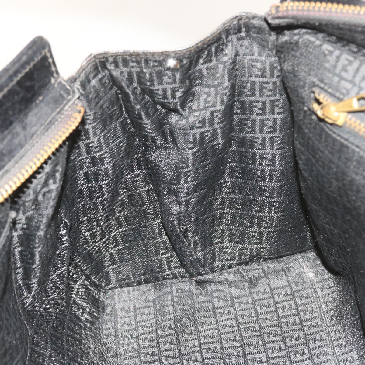 FENDI Hand Bag Leather Black ar10655