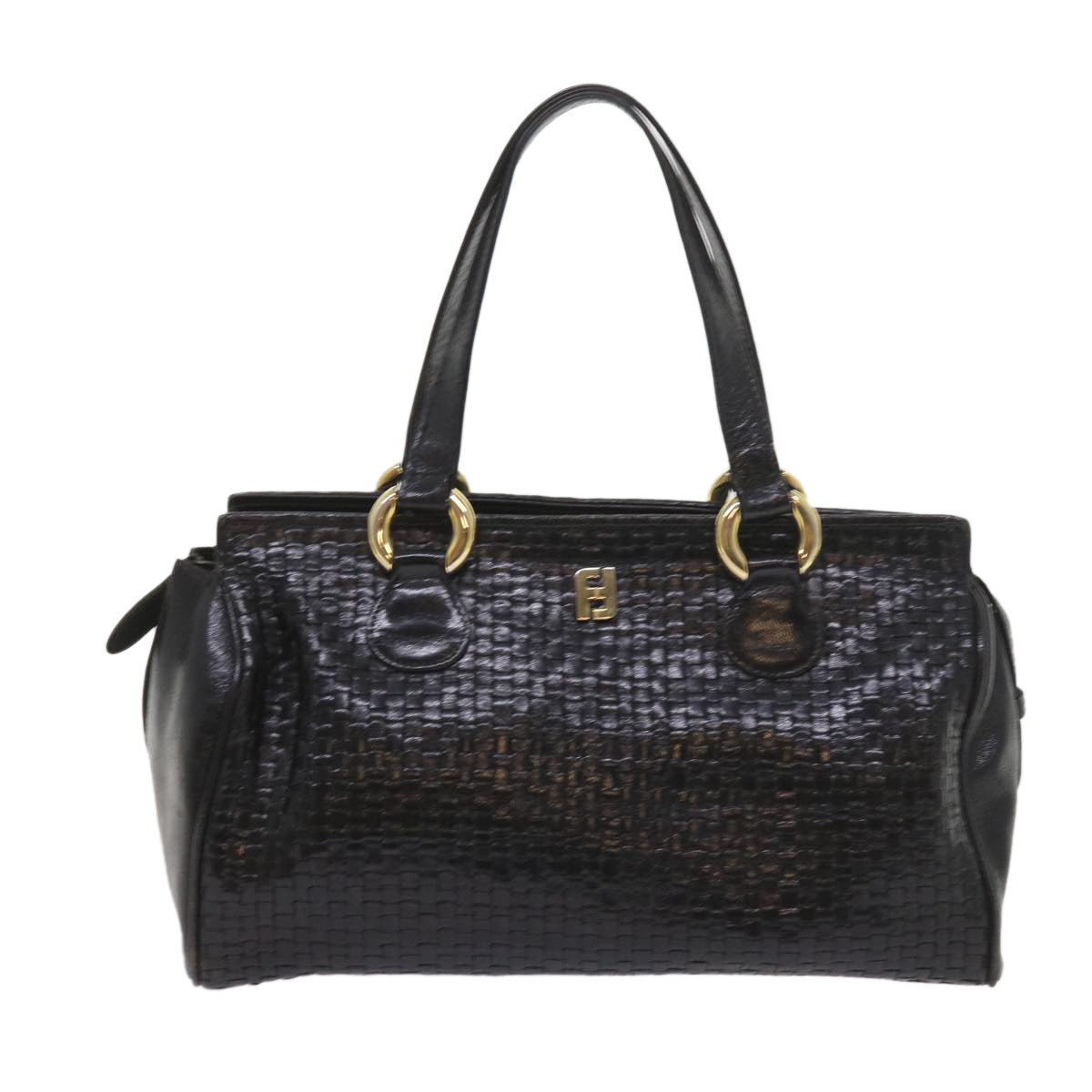 FENDI Hand Bag Leather Black ar10655