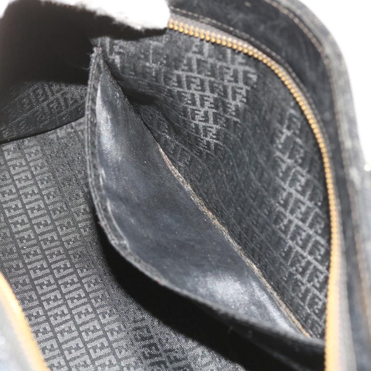 FENDI Hand Bag Leather Black ar10655