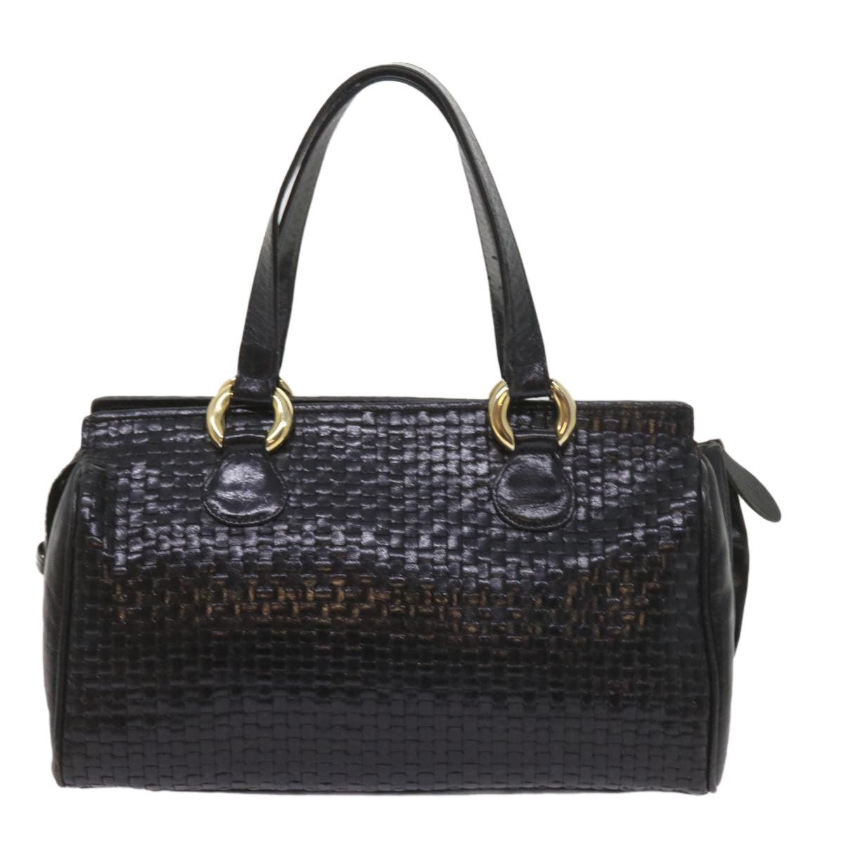 FENDI Hand Bag Leather Black ar10655