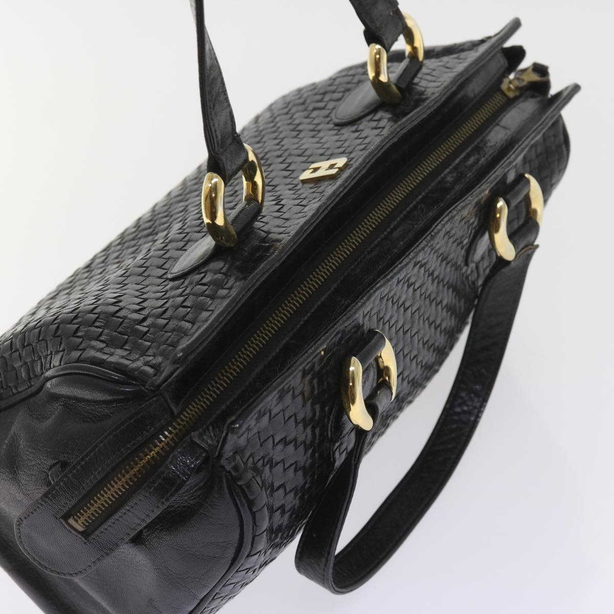 FENDI Hand Bag Leather Black ar10655