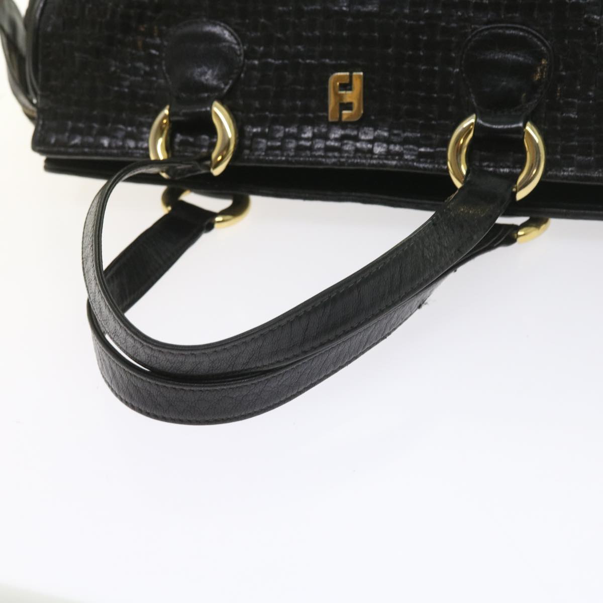 FENDI Hand Bag Leather Black ar10655