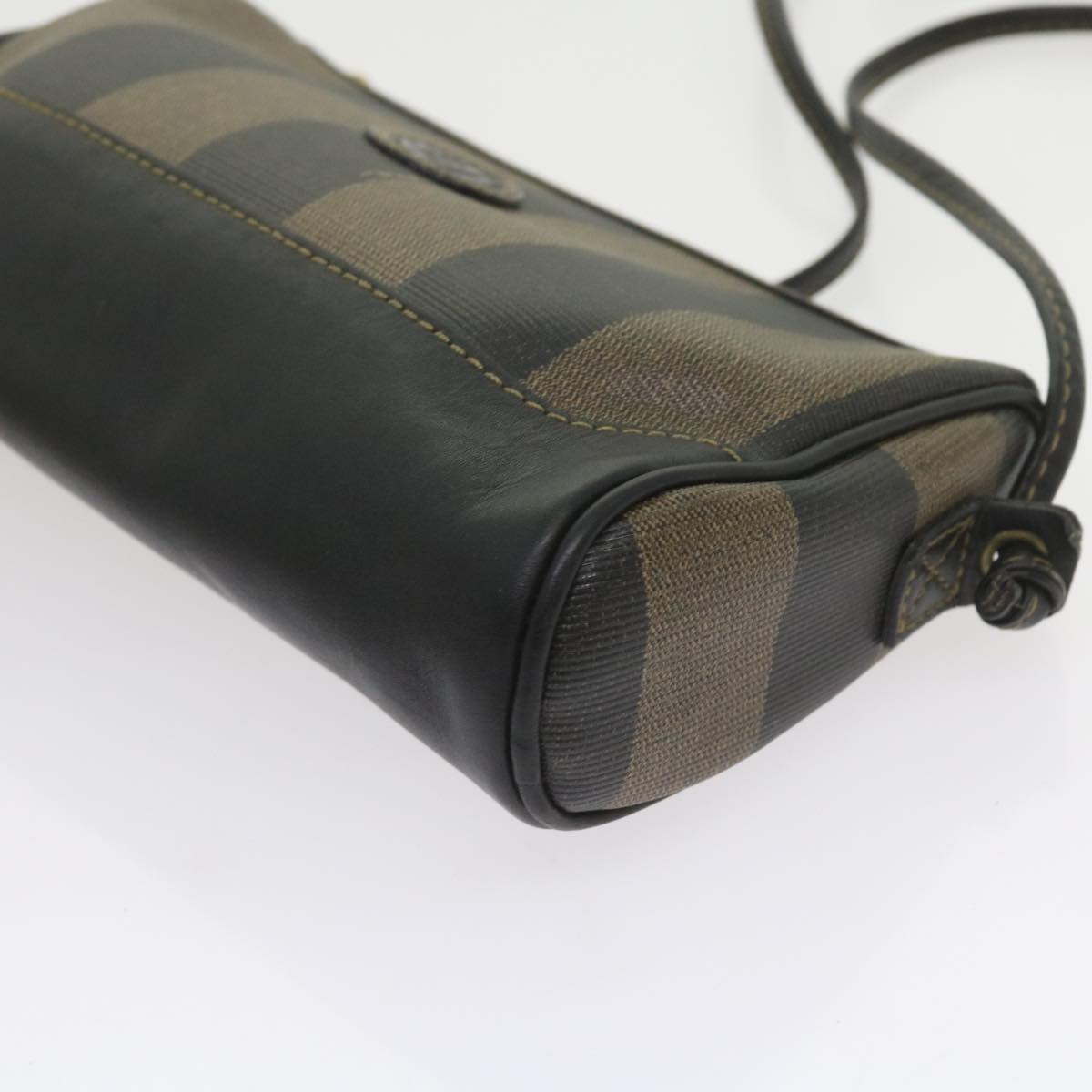 FENDI Pecan Canvas Shoulder Bag Black Brown ar10656