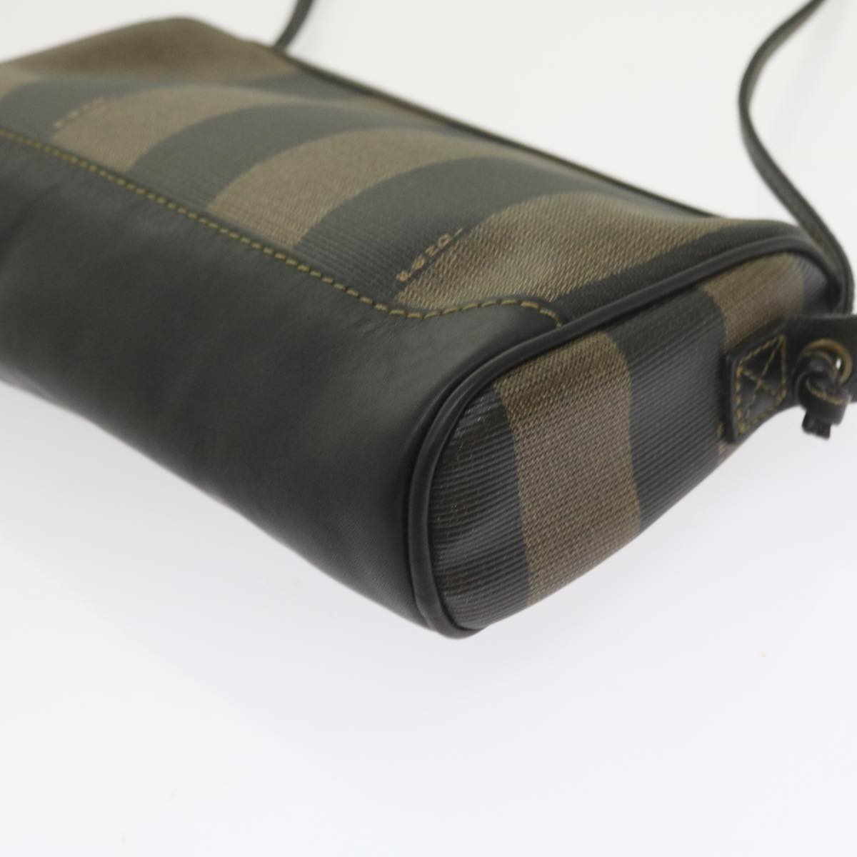 FENDI Pecan Canvas Shoulder Bag Black Brown ar10656