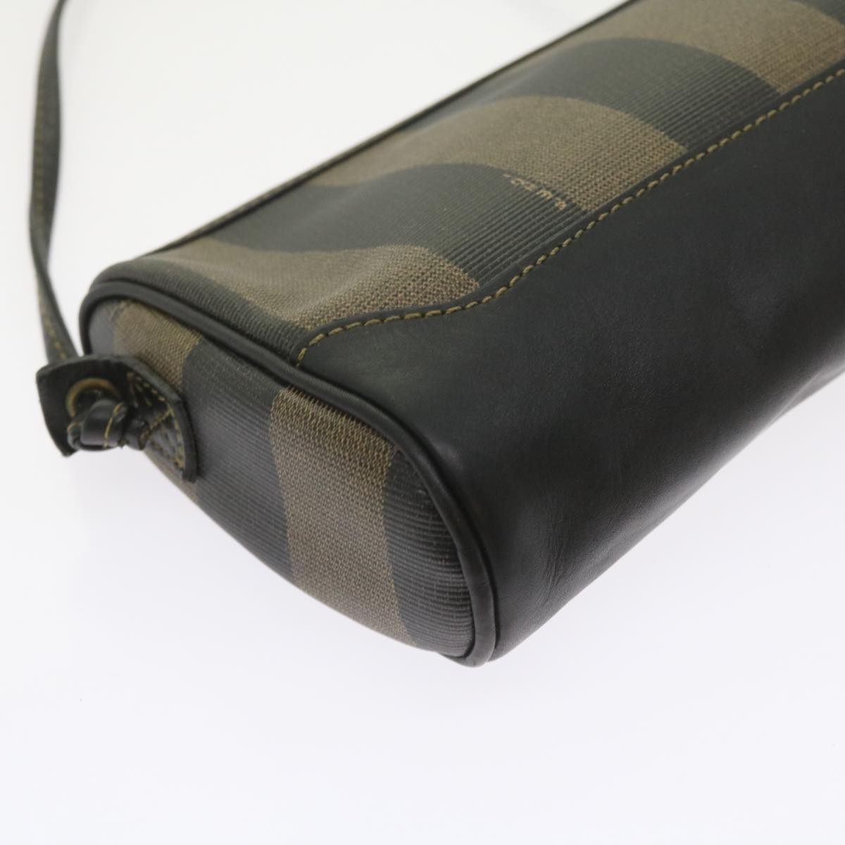 FENDI Pecan Canvas Shoulder Bag Black Brown ar10656