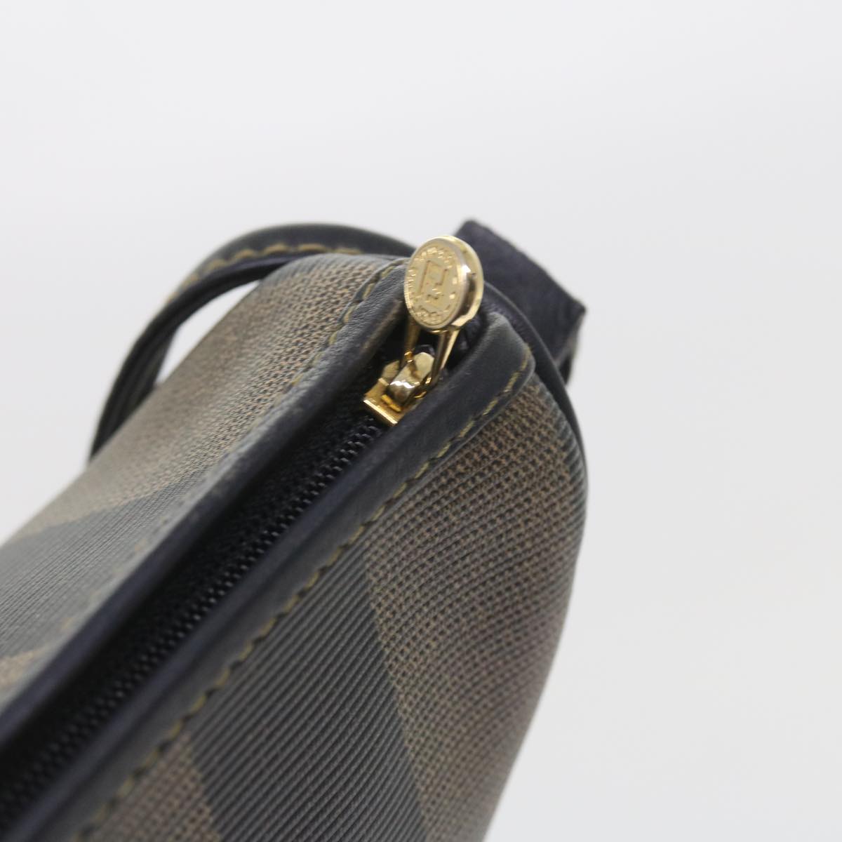 FENDI Pecan Canvas Shoulder Bag Black Brown ar10656