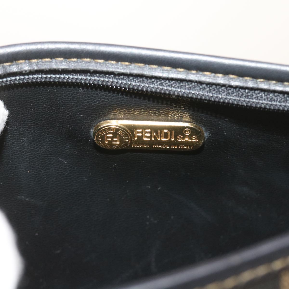 FENDI Pecan Canvas Shoulder Bag Black Brown ar10656