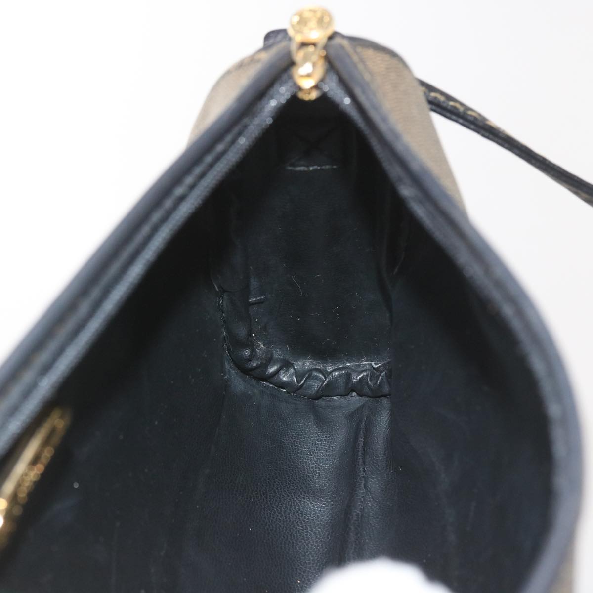 FENDI Pecan Canvas Shoulder Bag Black Brown ar10656