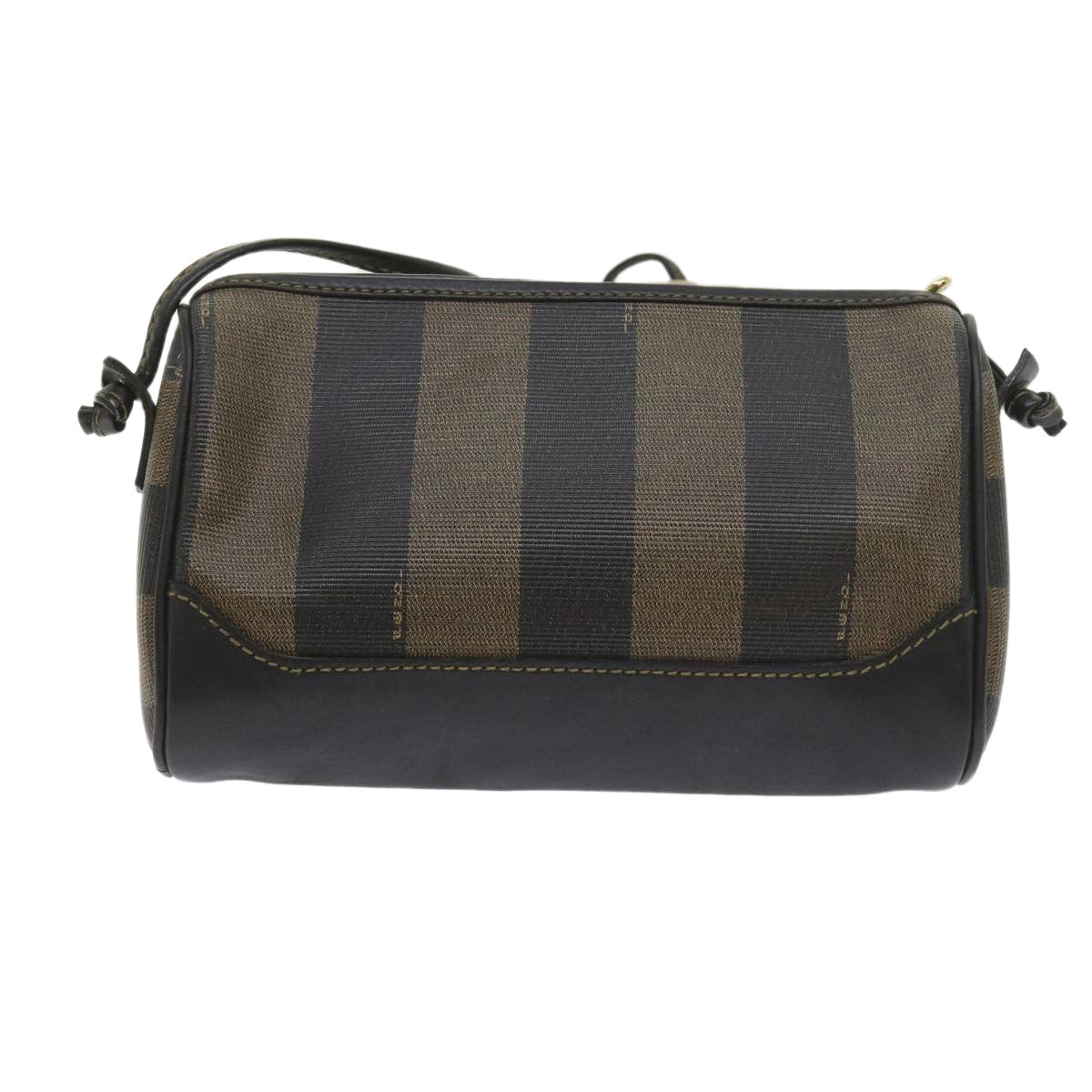 FENDI Pecan Canvas Shoulder Bag Black Brown ar10656