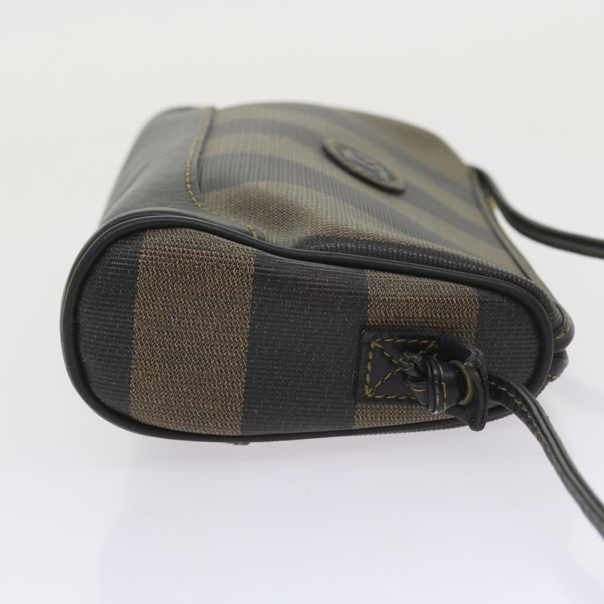 FENDI Pecan Canvas Shoulder Bag Black Brown ar10656