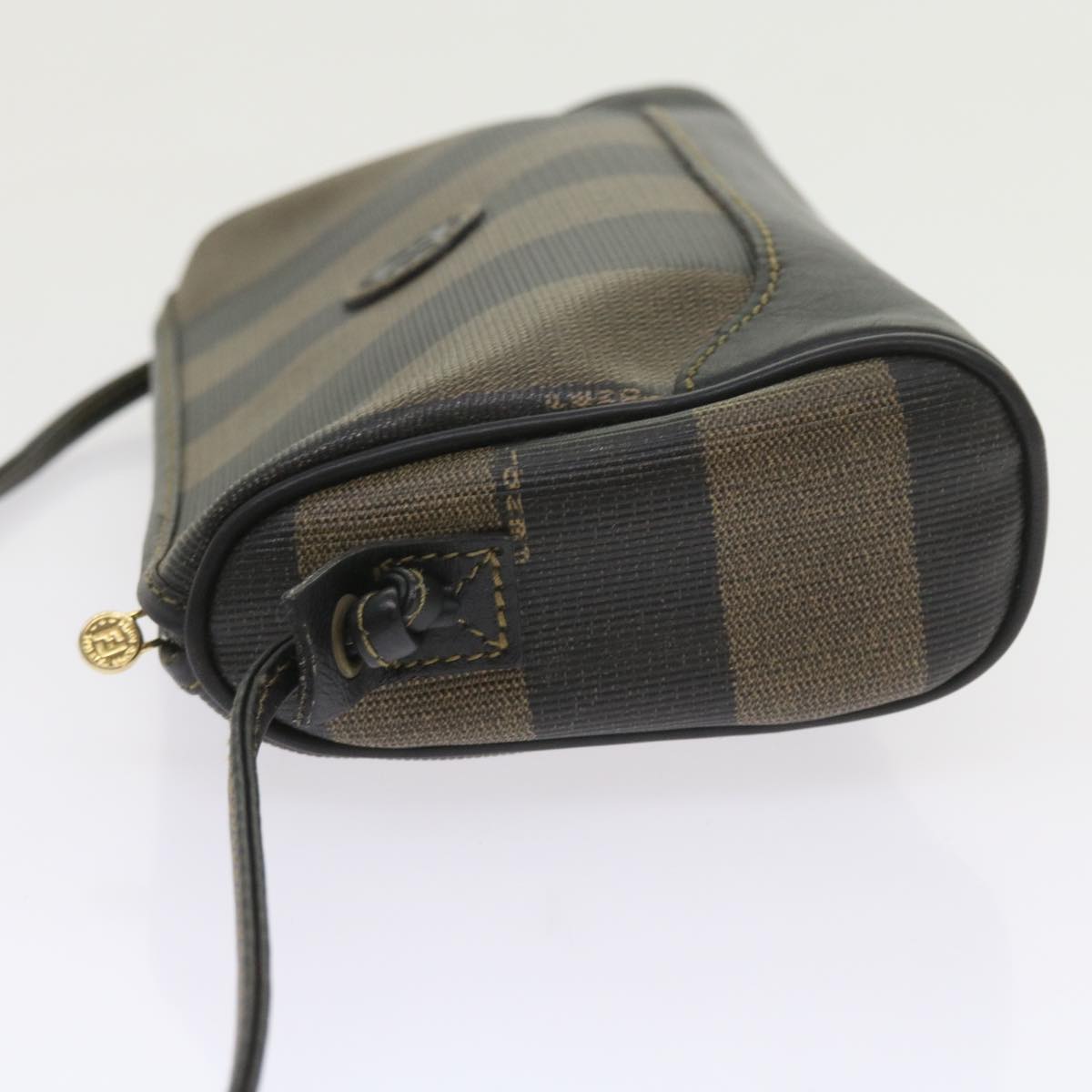 FENDI Pecan Canvas Shoulder Bag Black Brown ar10656
