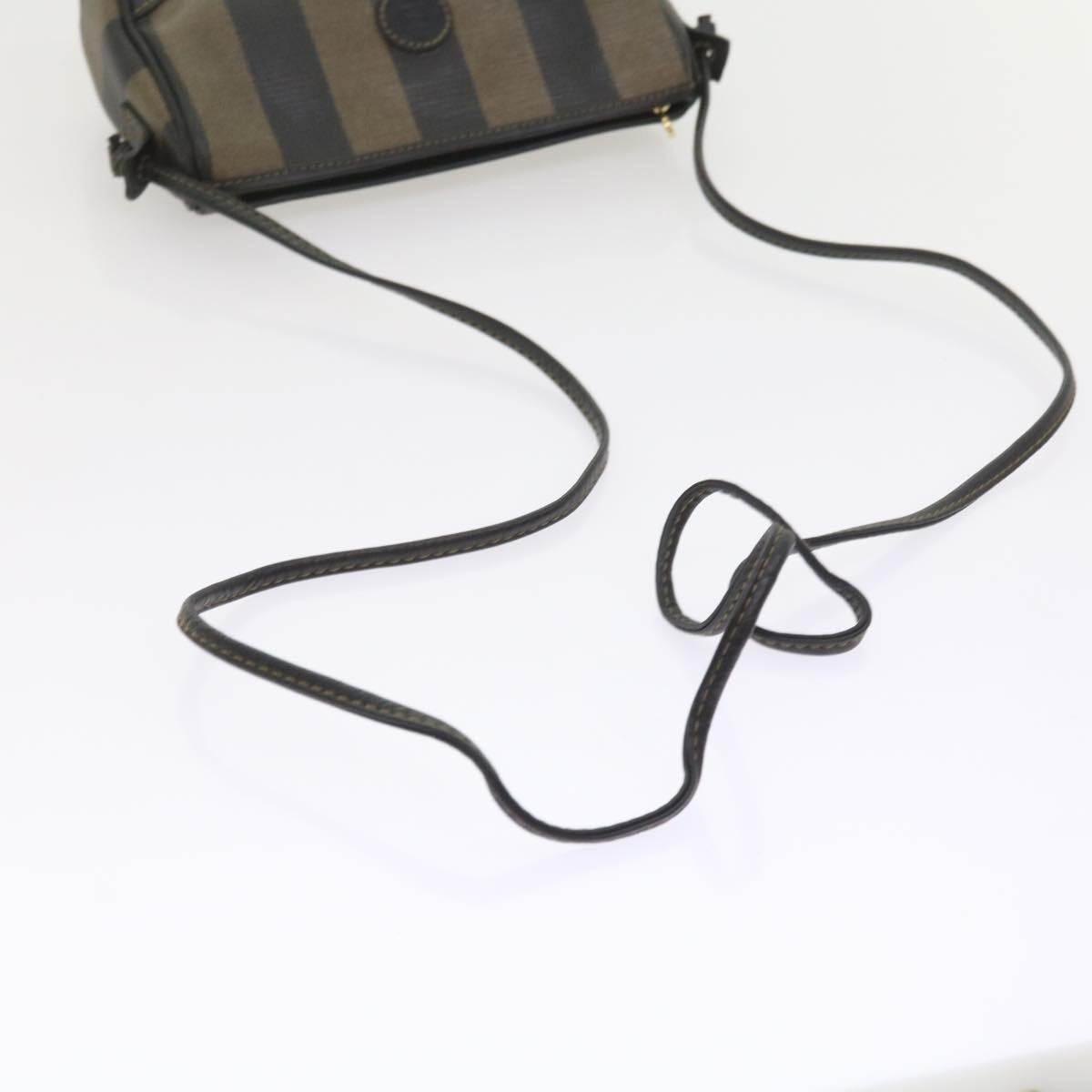 FENDI Pecan Canvas Shoulder Bag Black Brown ar10656