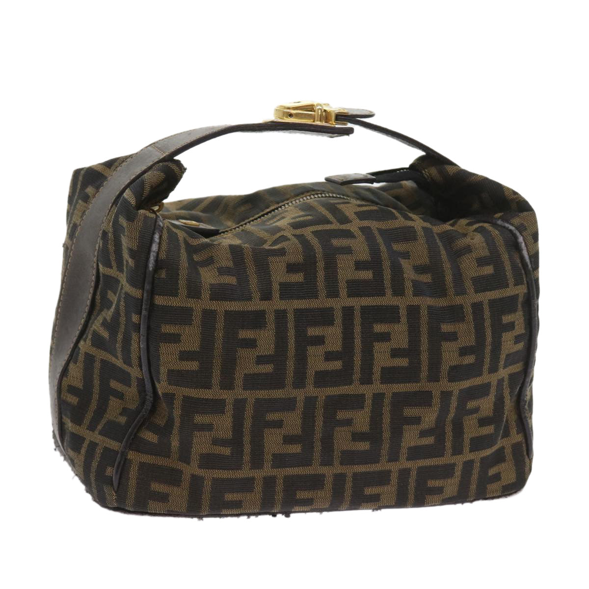 FENDI Zucca Canvas Hand Bag Black Brown 2111 26348 088 ar10671