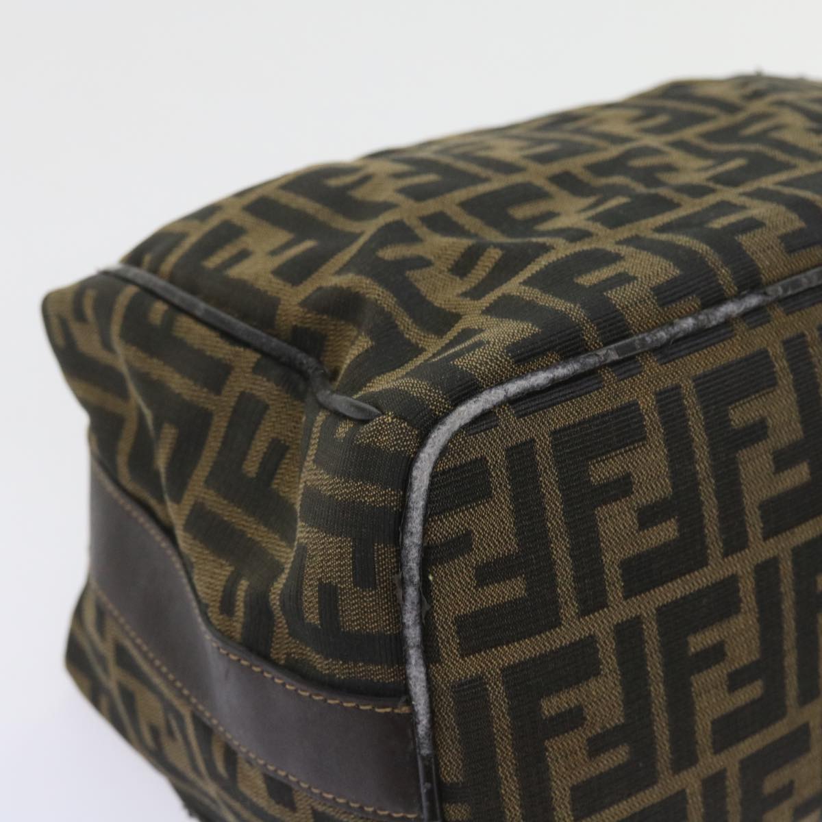 FENDI Zucca Canvas Hand Bag Black Brown 2111 26348 088 ar10671