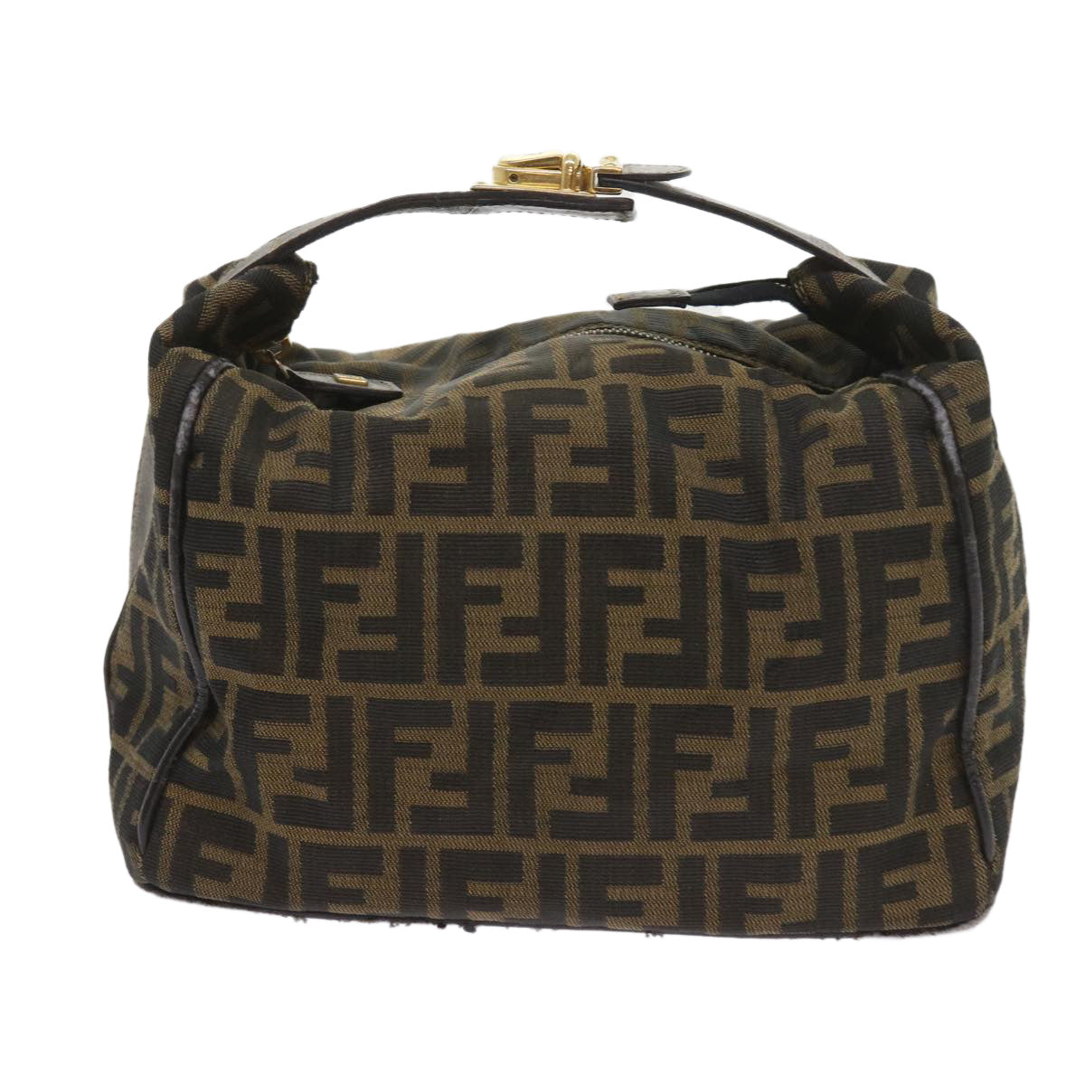 FENDI Zucca Canvas Hand Bag Black Brown 2111 26348 088 ar10671
