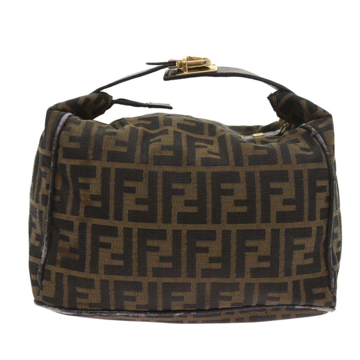 FENDI Zucca Canvas Hand Bag Black Brown 2111 26348 088 ar10671