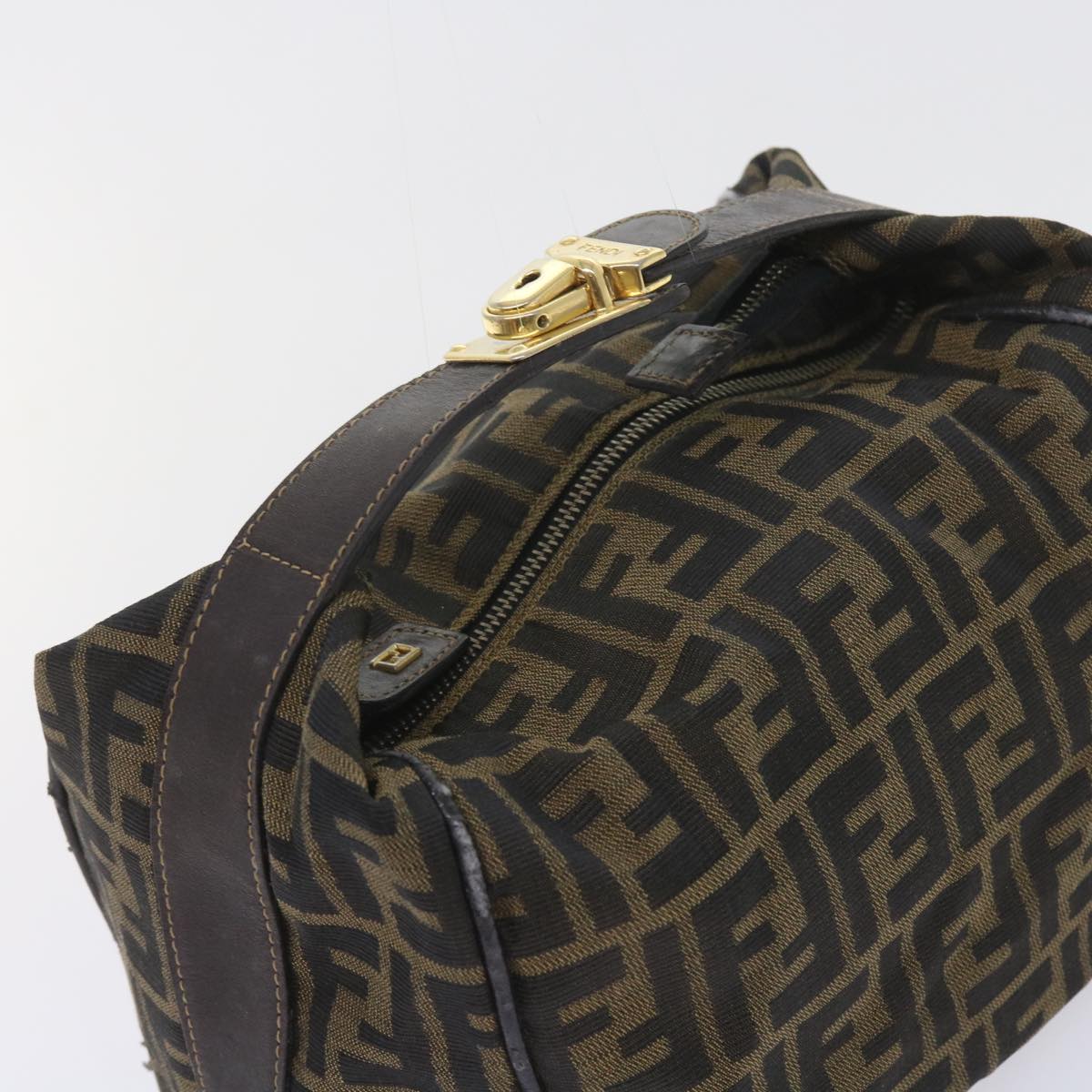 FENDI Zucca Canvas Hand Bag Black Brown 2111 26348 088 ar10671