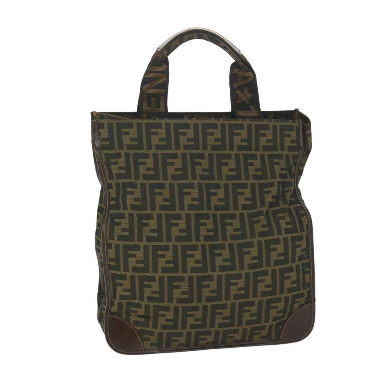 FENDI Zucca Canvas Hand Bag Black Brown 2321 26555 098 ar10692