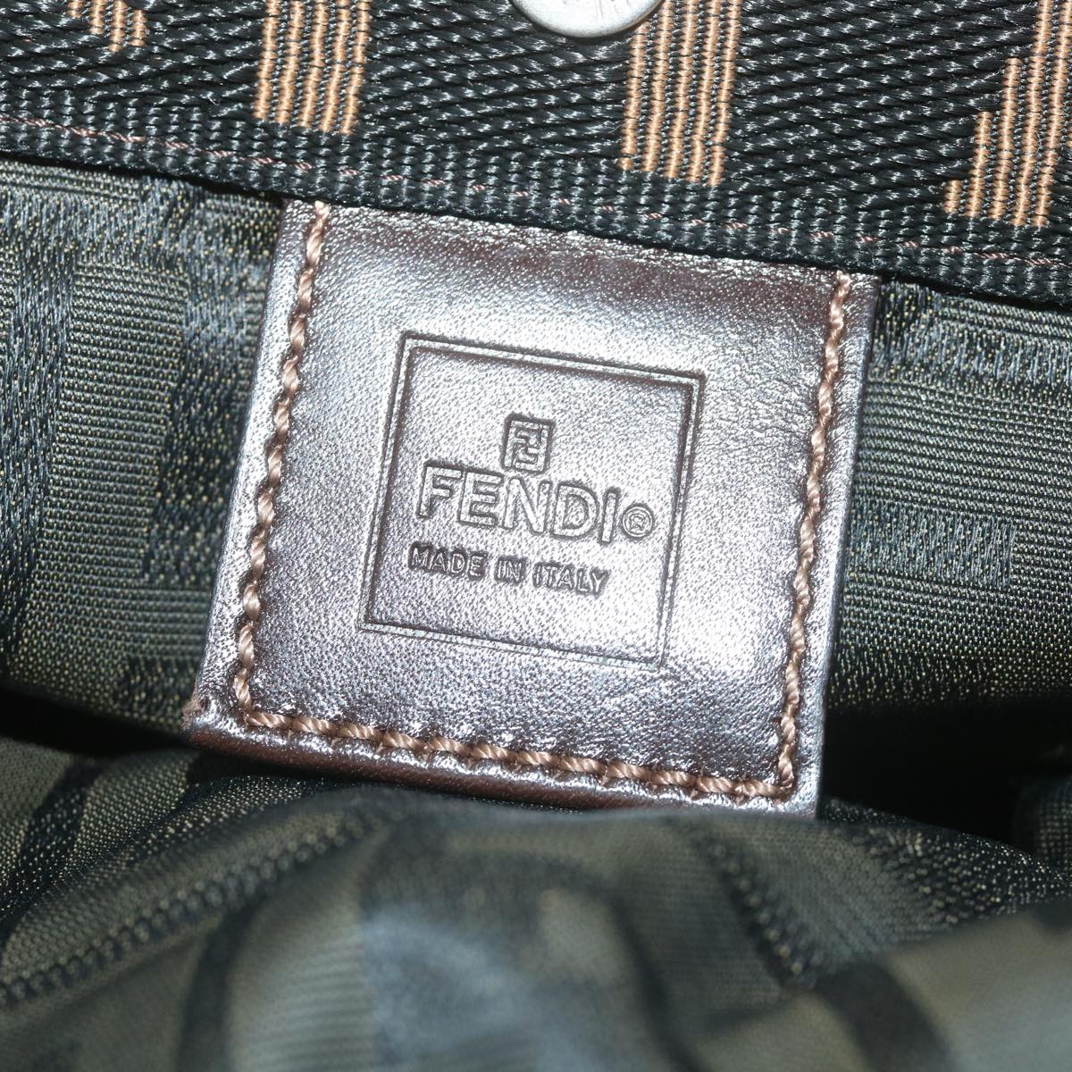 FENDI Zucca Canvas Hand Bag Black Brown 2321 26555 098 ar10692