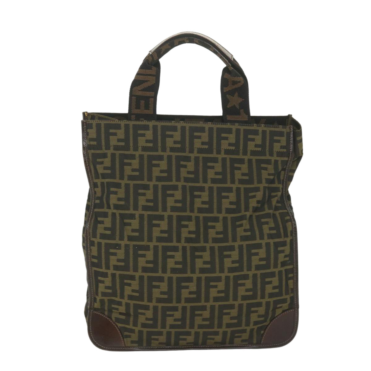 FENDI Zucca Canvas Hand Bag Black Brown 2321 26555 098 ar10692