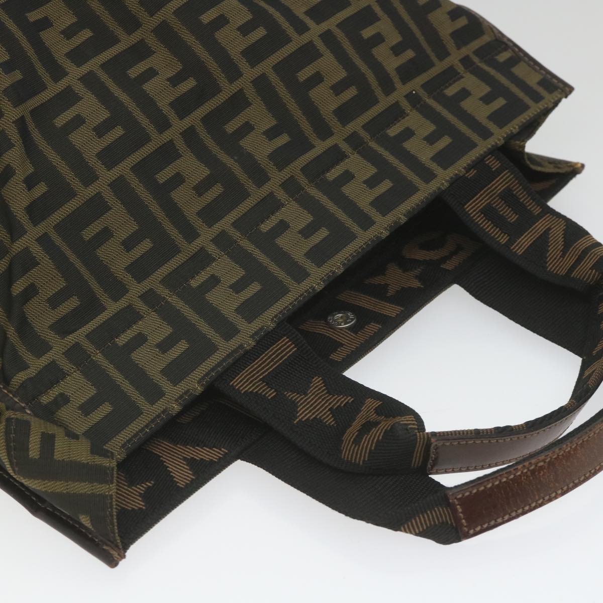 FENDI Zucca Canvas Hand Bag Black Brown 2321 26555 098 ar10692