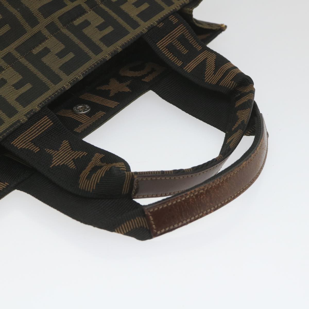 FENDI Zucca Canvas Hand Bag Black Brown 2321 26555 098 ar10692