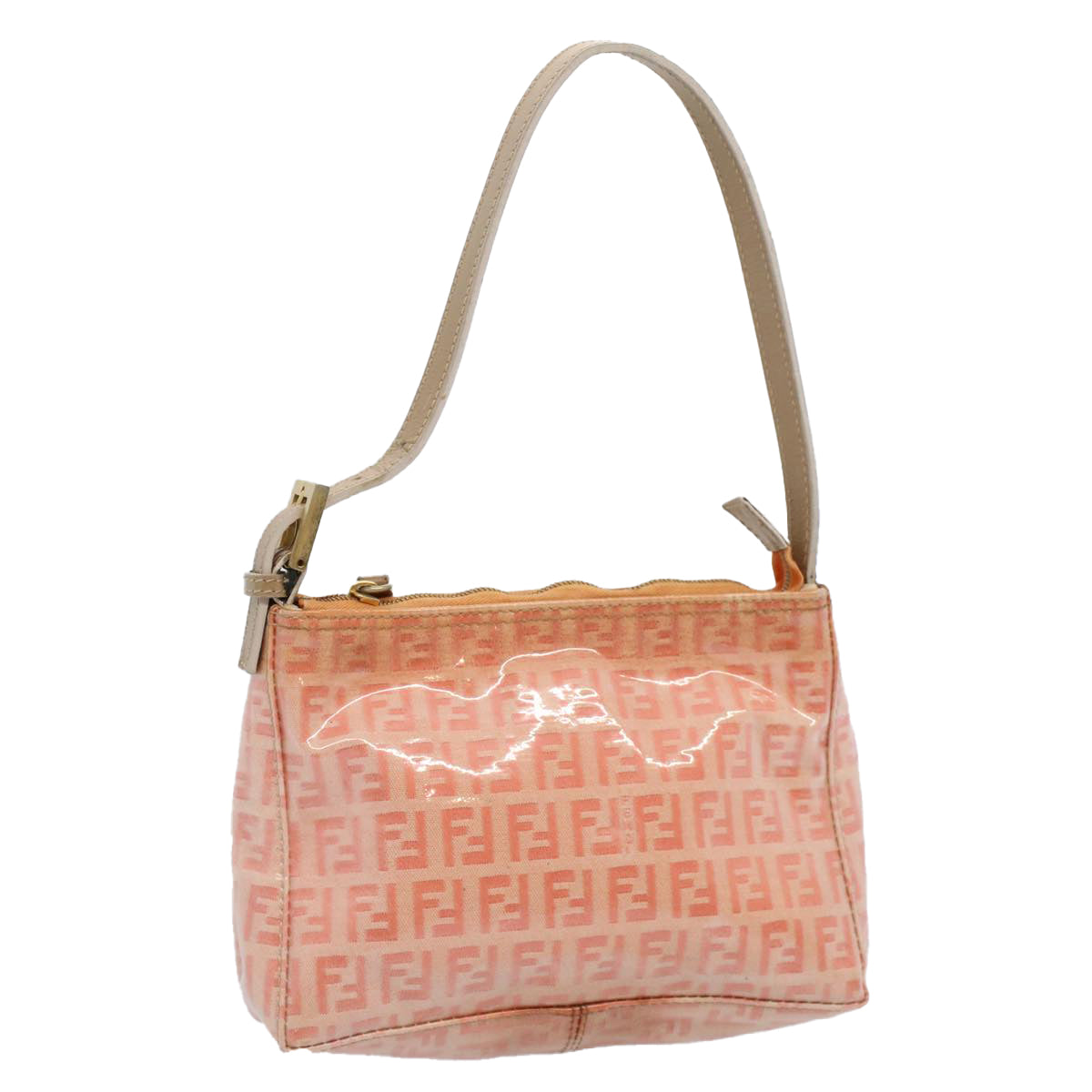 FENDI Zucchino Canvas Shoulder Bag Orange 010 26810 018 ar10855B