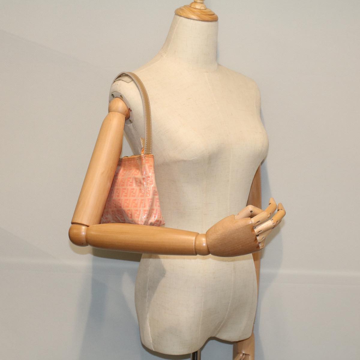 FENDI Zucchino Canvas Shoulder Bag Orange 010 26810 018 ar10855B