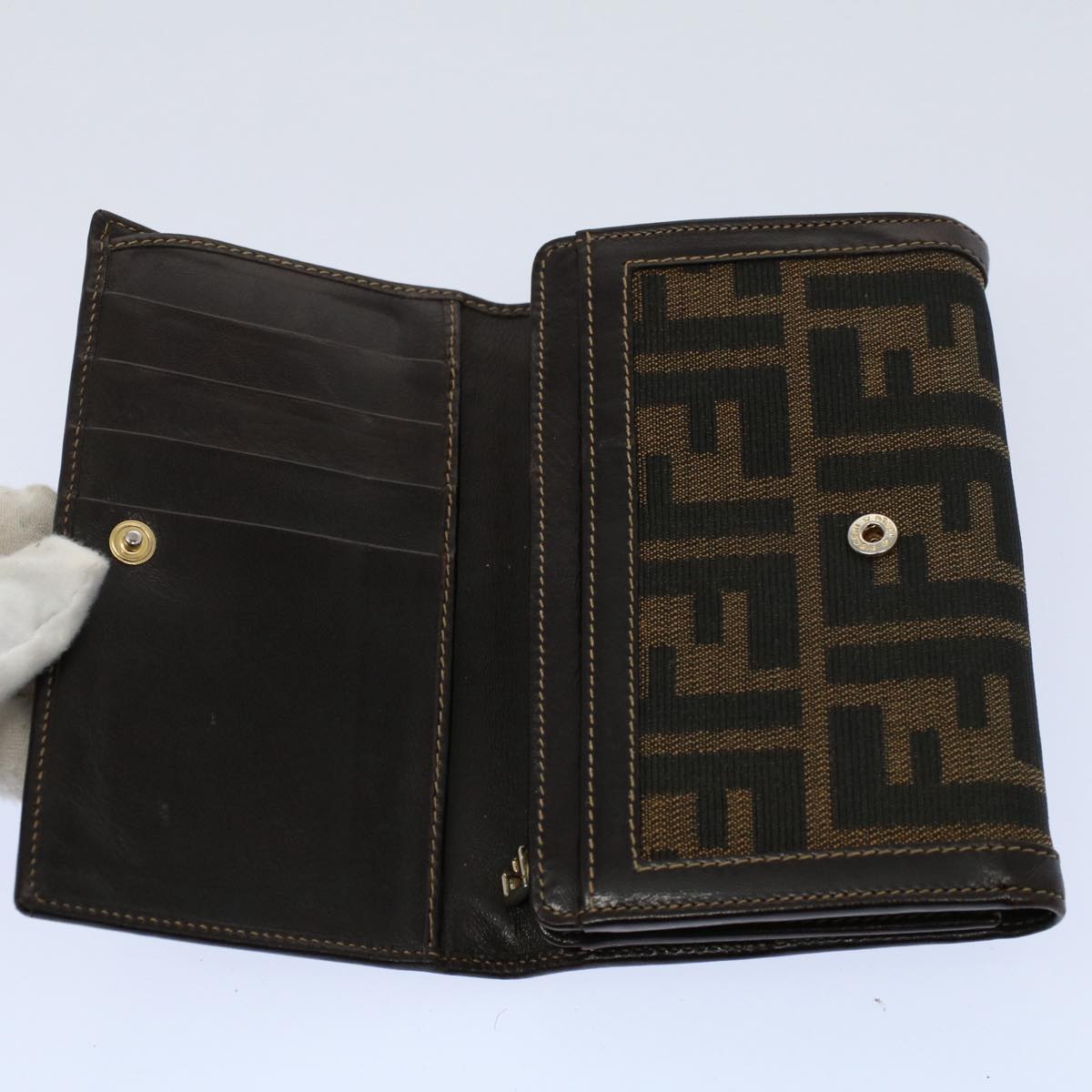 FENDI Zucca Canvas Wallet Black Brown 2266 31052 088 ar10887