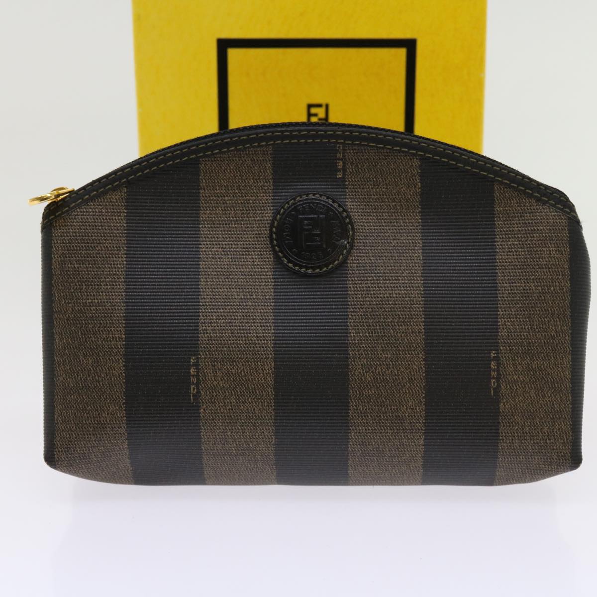 FENDI Pecan Canvas Pouch Coated Canvas Brown ar11022