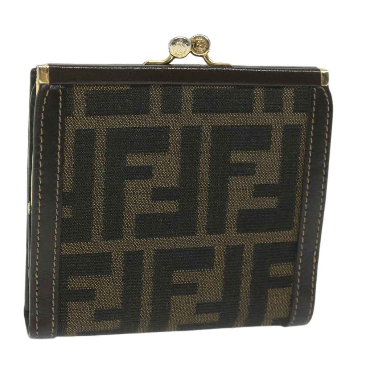 FENDI Zucca Canvas Wallet Black Brown ar11107