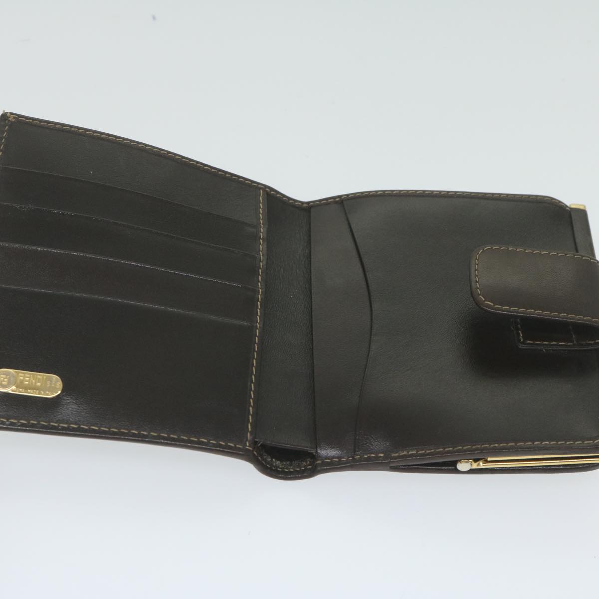 FENDI Zucca Canvas Wallet Black Brown ar11107