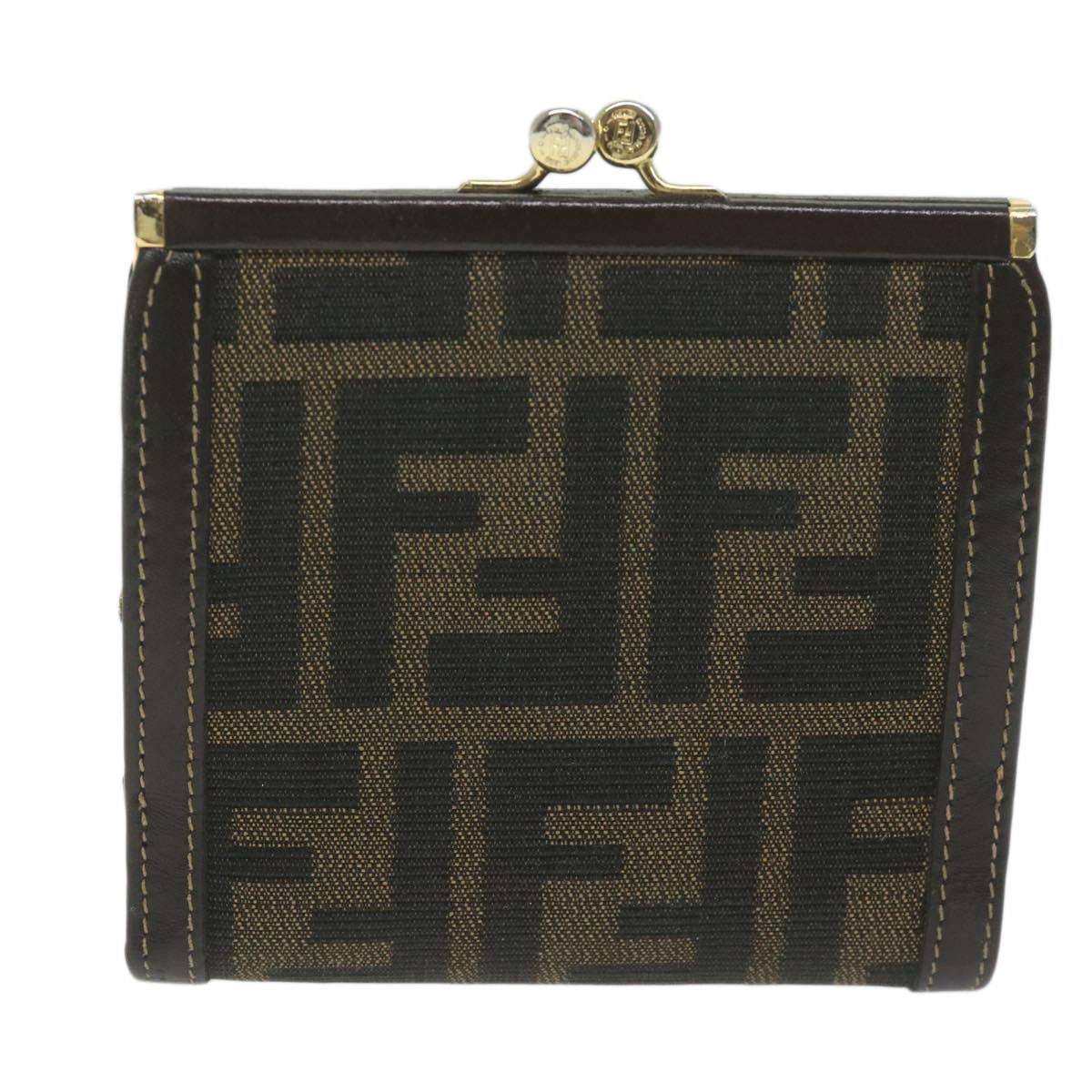 FENDI Zucca Canvas Wallet Black Brown ar11107