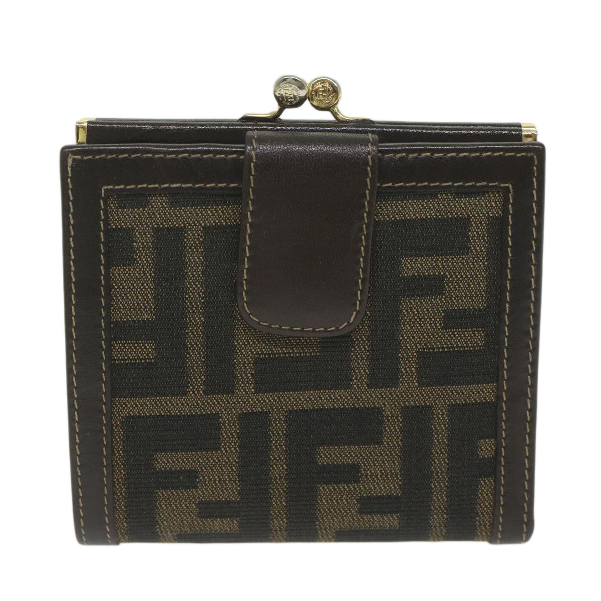 FENDI Zucca Canvas Wallet Black Brown ar11107