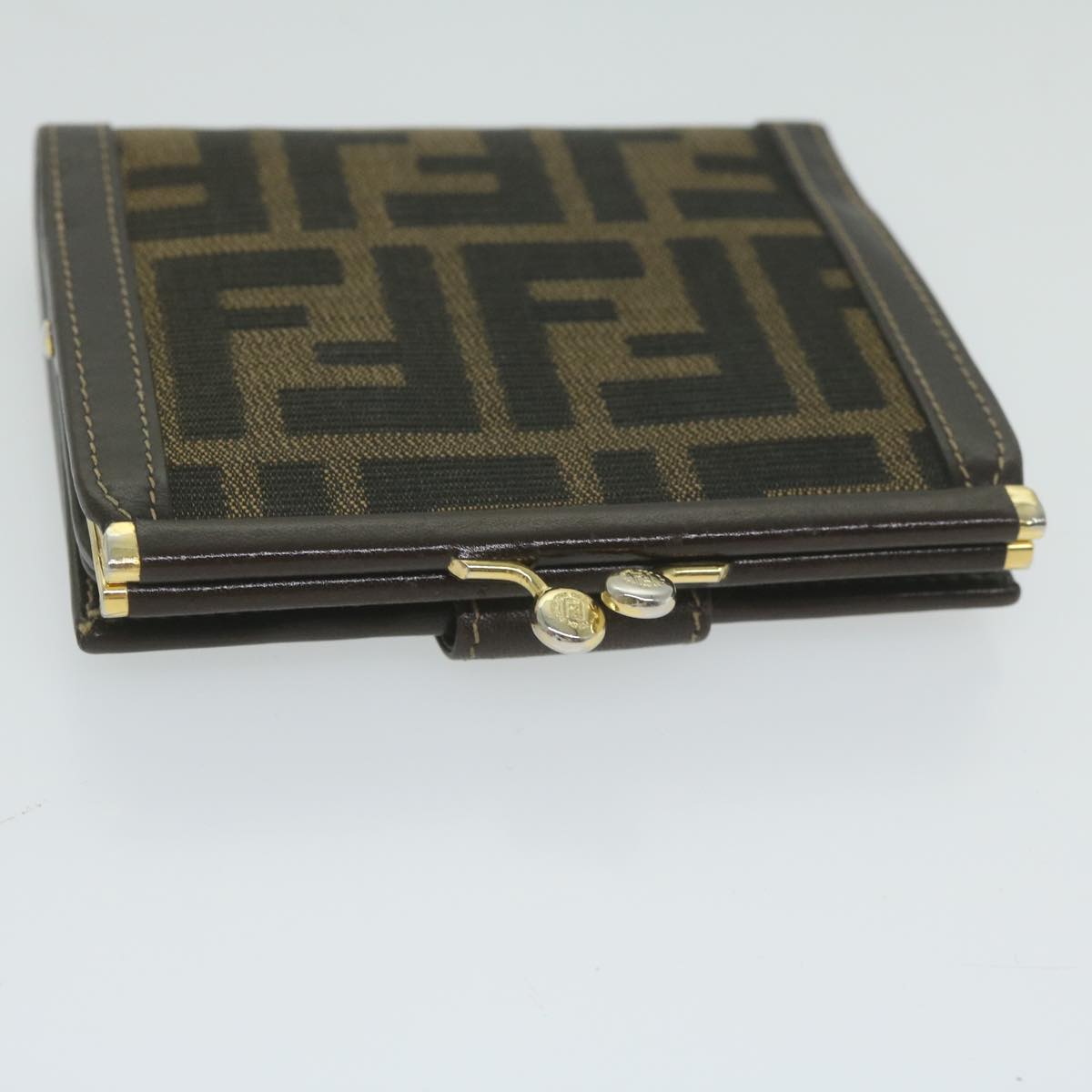 FENDI Zucca Canvas Wallet Black Brown ar11107