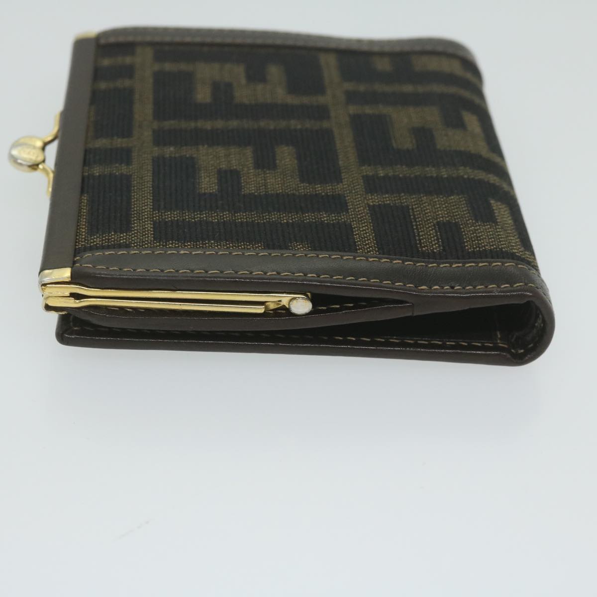FENDI Zucca Canvas Wallet Black Brown ar11107